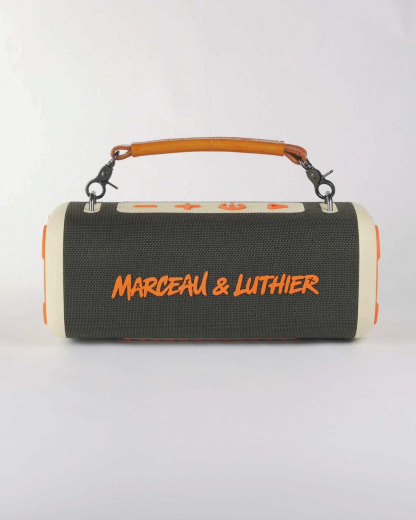 Front view of the Nocturne speaker by Marceau & Luthier featuring premium rugged fabric and urban design